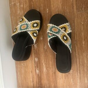 ASOS Black Sandals with Colorful Crochet Straps